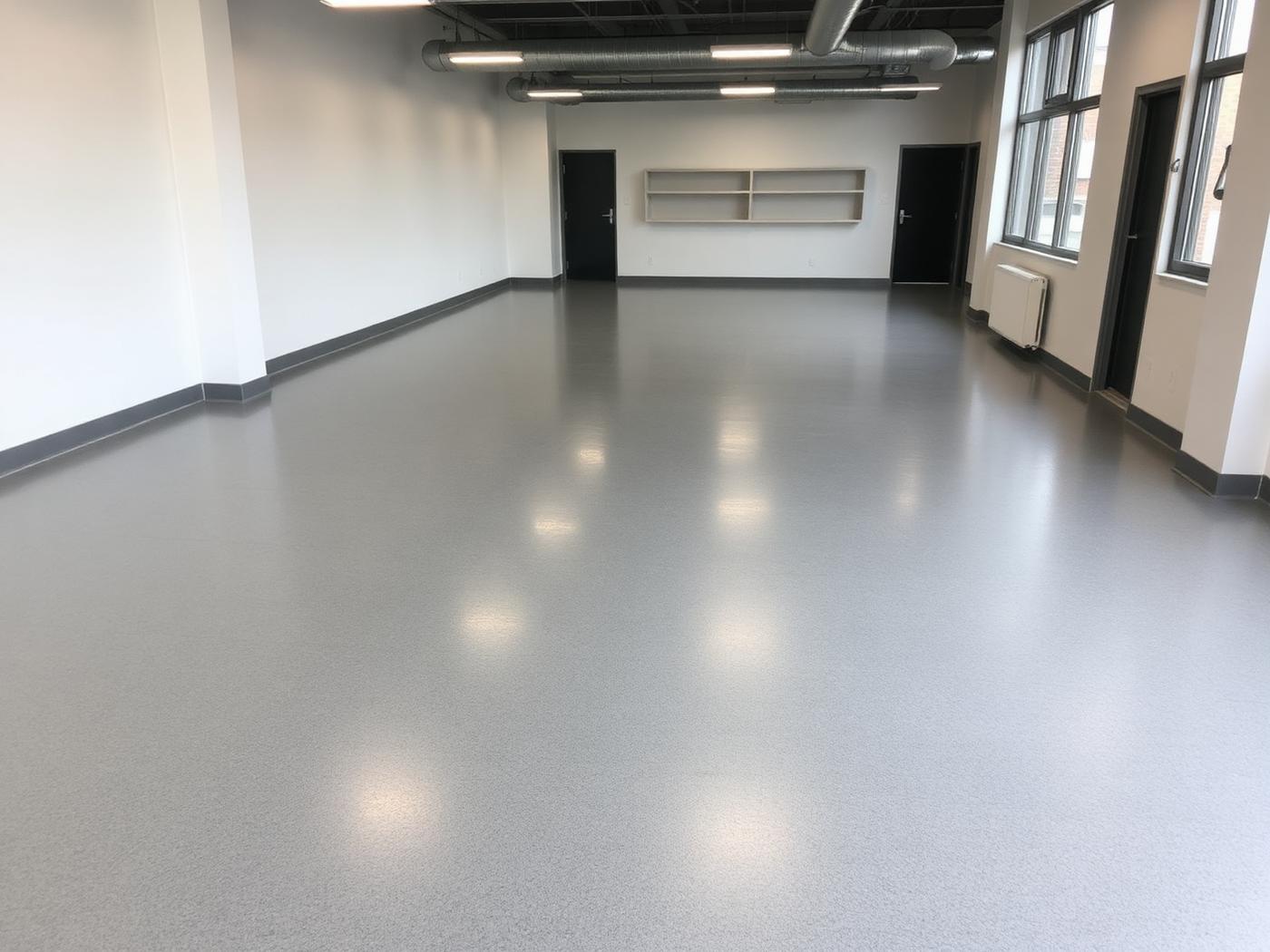 Local commercial — époxy autolissant — après les travaux