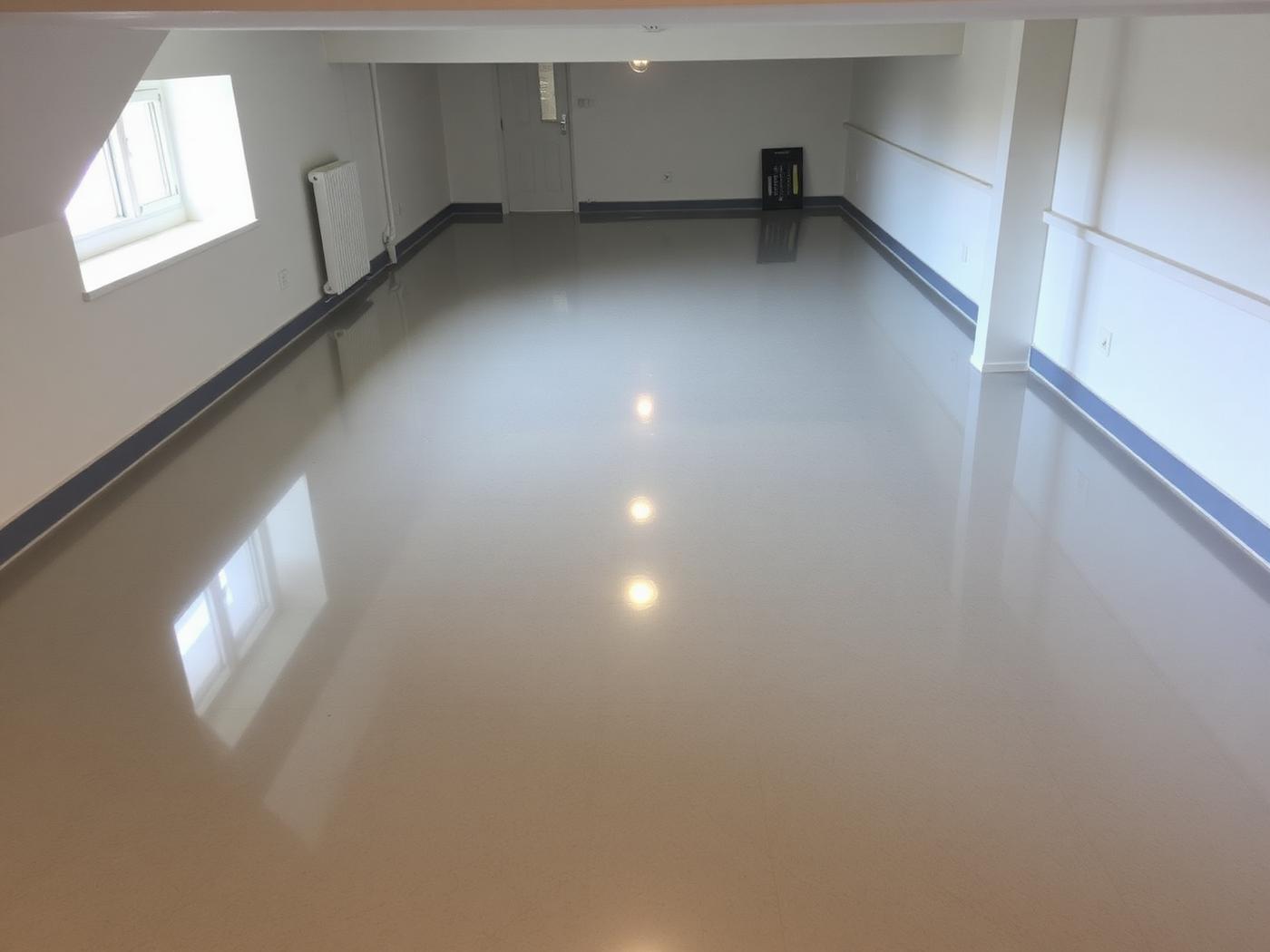 Sous-sol de 900 pi² — époxy métallisé — après les travaux
